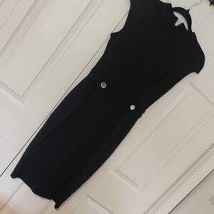 New York & Company Elegant Black Midi Dress